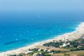 Sea coast and kiteboarders