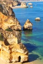 Sea coast in Lagos, Algarve, Portugal Royalty Free Stock Photo