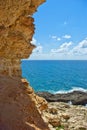 Sea coast with mountain rock