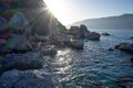 Sea coast with rocky cliffs. Royalty Free Stock Photo