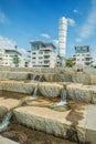 Sea coast stairs with fountain in Malmo Royalty Free Stock Photo