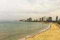 Sea coast and the view of the Tel Aviv from Old Jaffa at the evening Royalty Free Stock Photo
