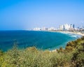 Sea coast and the view of the Tel Aviv from Old Jaffa Royalty Free Stock Photo