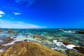 Sea coastline with a stone Royalty Free Stock Photo