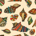 Sea cockleshell seamless pattern