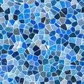 Sea colored floor marble irregular plastic stony mosaic pattern seamless background with white grout - blue colors