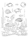 Sea coloring book page.