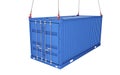 Sea container lifted with crane hooks. 3d rendering