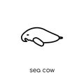 Sea cow icon. Trendy modern flat linear vector Sea cow icon on w