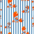 Sea crab background. Crab Sailor. Seamless striped pattern.