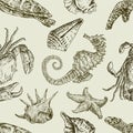 Sea creatures pattern