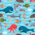 Sea creatures seamless background Royalty Free Stock Photo