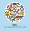 Sea cruise travel or summer ocean vacation vector poster