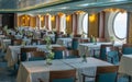 Sea cruises. interior of restaurant on sea liner. meals on cruises. internal public areas on board cruise ship Royalty Free Stock Photo