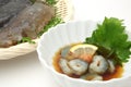 Sea cucumber with vinegar and soy sauce, Japanese food Royalty Free Stock Photo