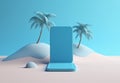 sea cyber mock up creative sand summer concept phone holiday palm. Generative AI.