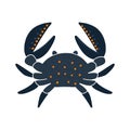 Sea dark blue cartoon crab illustration isolated Royalty Free Stock Photo