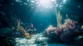 Sea deep or ocean underwater with coral reef as a background. Generative AI Royalty Free Stock Photo
