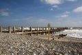 Sea Defences on Lowestoft Beach, Suffolk, England Royalty Free Stock Photo