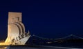 Sea-Discoveries monument in Lisbon at night Royalty Free Stock Photo