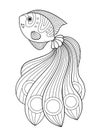Sea doodle coloring book page cute butterfly fish