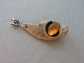 Sea driftwood pendant with amber