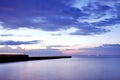 The sea in the early morning until dawn. Pier and sullen sky. Long exposure. Royalty Free Stock Photo