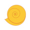 Yellow spiral shell isolated on white background. Simple flat illustration. Cartoon style. Sea and ocean. Marine animal. Nautical Royalty Free Stock Photo