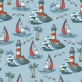 Sea elements colorful seamless pattern Royalty Free Stock Photo
