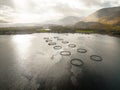 Aquaculture Sea Farm at Sunset Aerial View