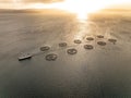 Aquaculture Sea Farm at Sunset Aerial View Royalty Free Stock Photo
