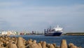 Sea ferry leaves the port of Klaipeda, Lithuania Royalty Free Stock Photo