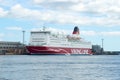 Sea ferry Mariella company Viking Line in the port of Helsinki, cloudy september day. Tourist landmark