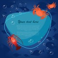 Sea fish on bright background with place for your text. Vector illustration