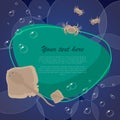 Sea fish on bright background with place for your text. Vector illustration