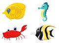 Sea fish cartoon set Royalty Free Stock Photo