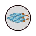 Sea fish emblem icon