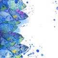 Sea fish illustration. watercolor background