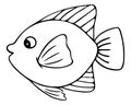 Sea fish. Imperial angel. Vector illustration. Outline on a white isolated background. Inhabitant of the ocean. Hand drawing style