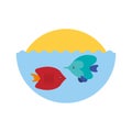 Sea fish swiming icon