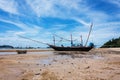 Sea and fishing boat blue sky Royalty Free Stock Photo