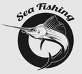 Sea fishing logo Royalty Free Stock Photo