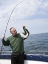 Sea fishing from motorboat Royalty Free Stock Photo