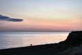 Sea Fishing from a shingle beach at Dawn