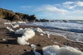 Sea foam on the beach
