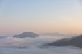 Sea of Fog covers the area on the top of hill Doi Phu Thok, Chiang Khan, Loei, Thailand Royalty Free Stock Photo