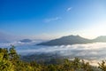 Sea of Fog covers the area on the top of hill Doi Phu Thok, Chiang Khan, Loei, Thailand Royalty Free Stock Photo