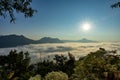 Sea of Fog covers the area on the top of hill Doi Phu Thok, Chiang Khan, Loei, Thailand Royalty Free Stock Photo