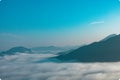 Sea of Fog covers the area on the top of hill Doi Phu Thok, Chiang Khan, Loei, Thailand Royalty Free Stock Photo