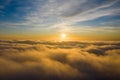 sea of Fog in mountains before sunrise in austrian alps